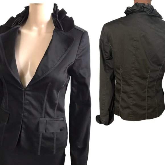 Woman Blazer, Black Business Blazer, Ruffles, Jacket, White House Black Market - Picture 13 of 16